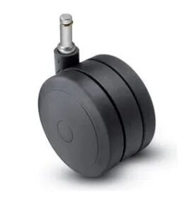 50mm Black Rubber Twin Wheel Chair Caster – Grip Ring Stem