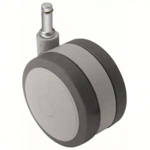 3″ Gray Rubber Twin Wheel Chair Caster – Grip Ring Stem