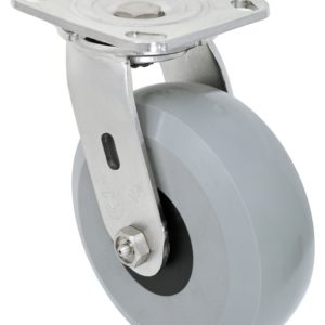 8″ Gray Polyurethane Wheel – Stainless Steel Plate 9