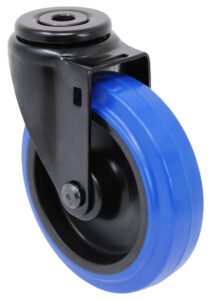 4″ Premium High Capacity Blue Rubber – Black Finish Stem Caster