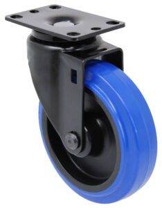 5″ Premium High Capacity Blue Rubber – Black Finish Caster