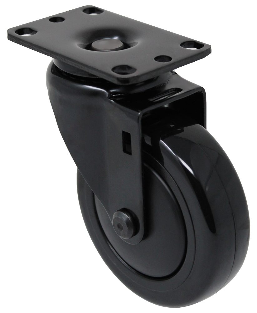 4" Black Polyurethane on Black Polyolefin with All Black Caster Finish