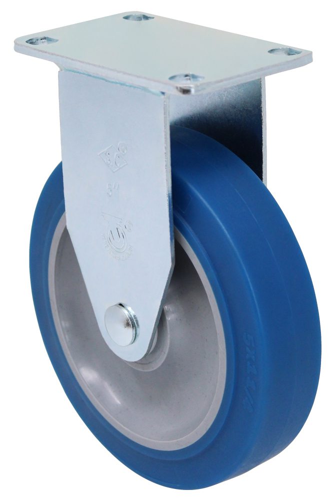 3" High Capacity Blue Rubber Wheel - Plate Rigid Caster 3