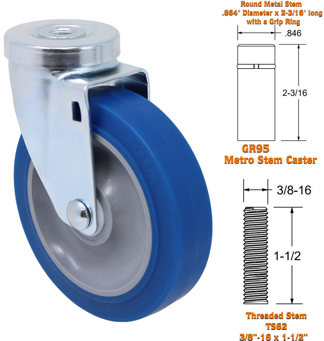 3" High Capacity Blue Rubber Wheel - Model L3