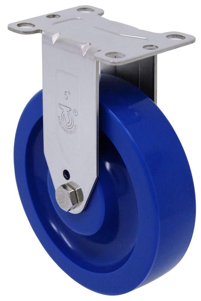 316 Stainless Steel Rigid Caster - 5" Solid Polyurethane Wheel