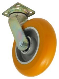 AGV High Performance Swivel Caster – 6 inch Self-Energizing Ergonomic Polyurethane – Orange – Durometer 80A
