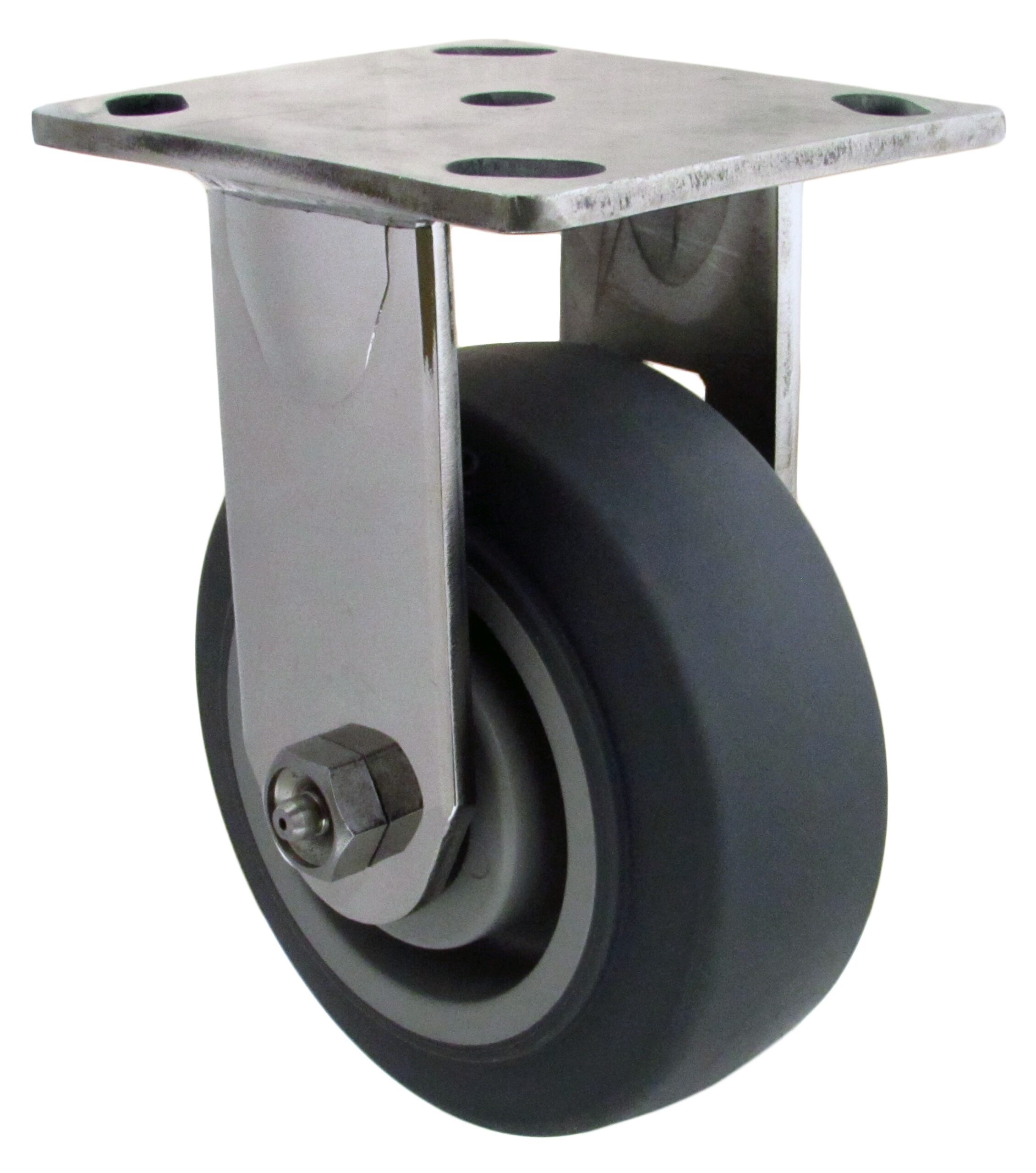 8" x 2" Gray Soft Rubber Wheel – 316 Stainless Steel Rigid Caster 9