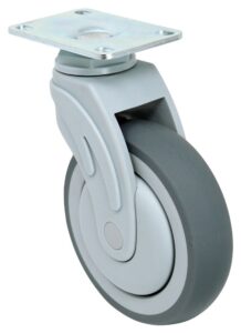 Medical Caster – 5″ Gray Soft Rubber Wheel – Plastic Body Swivel
