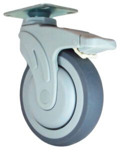 Medical Caster – 5″ Gray Soft Rubber Wheel – Plastic Body Total Locking Brake