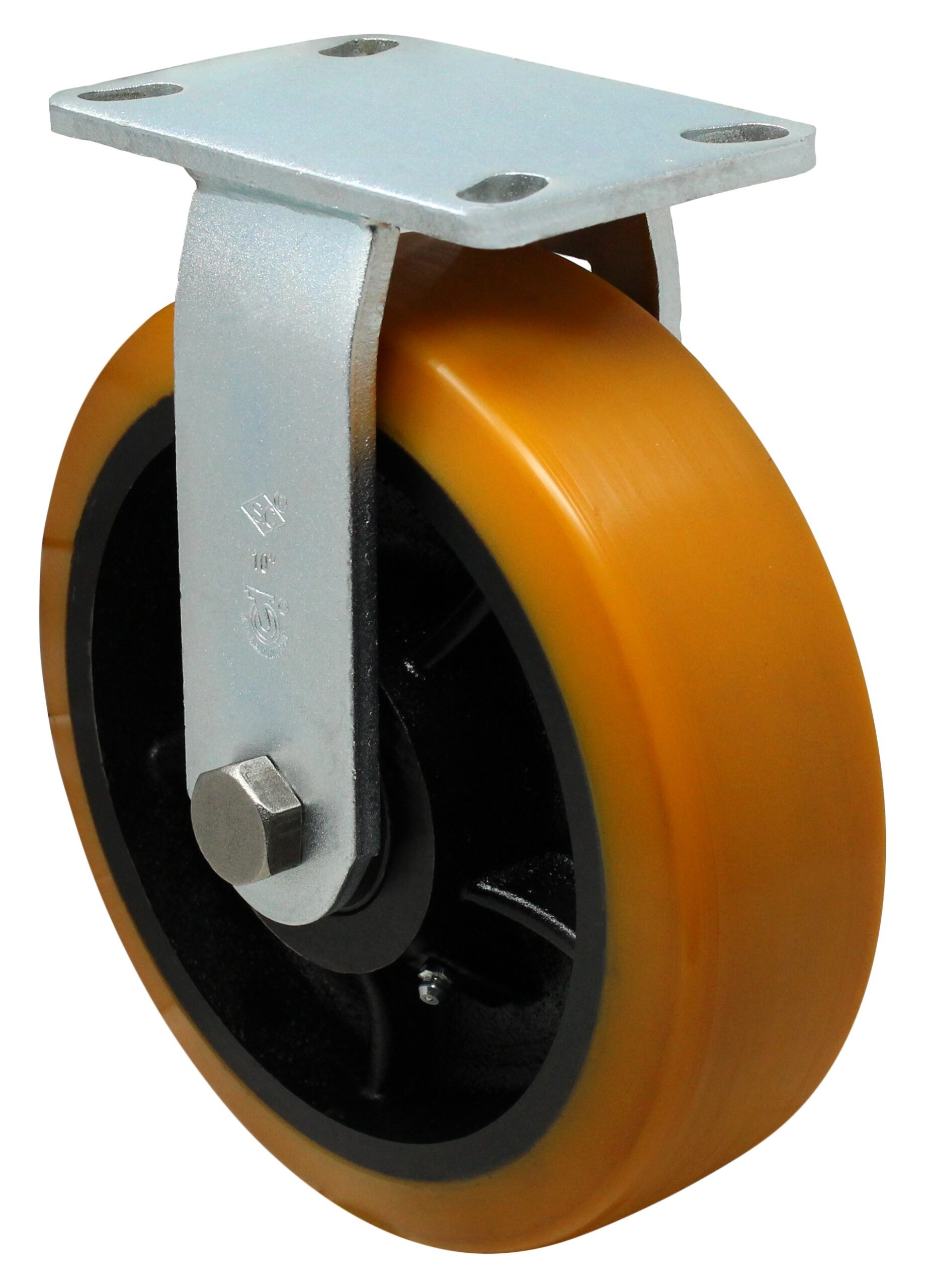 10" x 3" Orange Premium Polyurethane on Iron Heavy Duty - Model 30 Rigid Caster