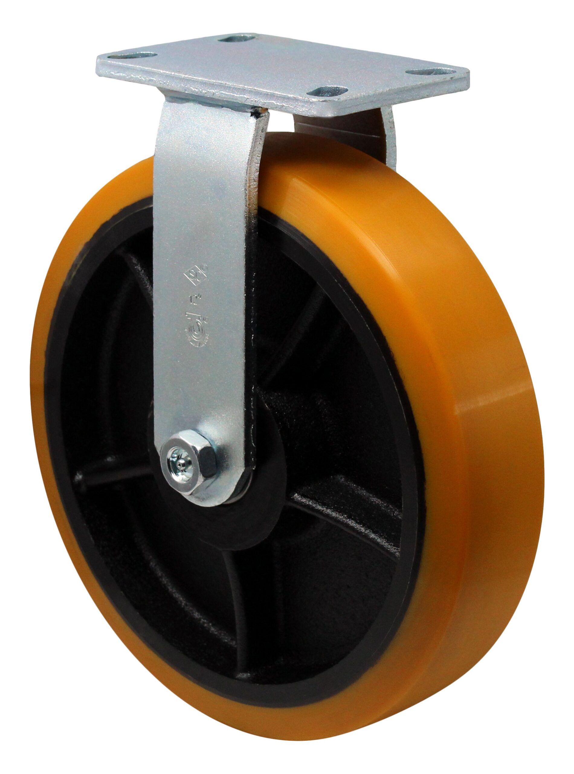 12" x 3" Orange Premium Polyurethane on Iron Heavy Duty - Model 30 Rigid Caster