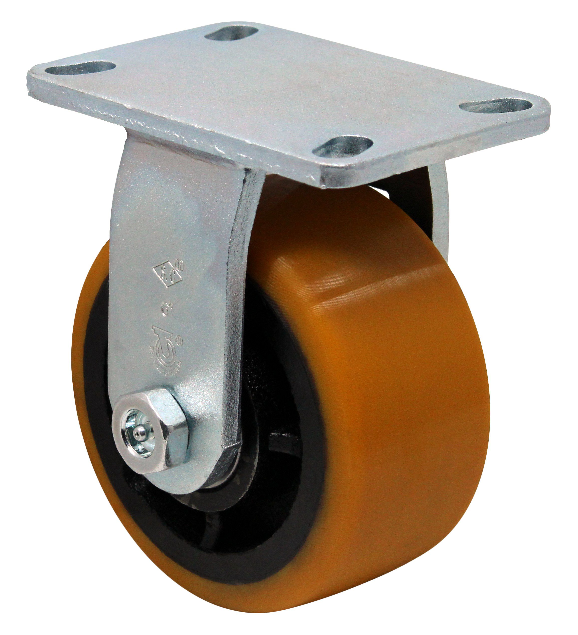 6" x 3" Orange Premium Polyurethane on Iron - Model 30 Heavy Duty Rigid Caster