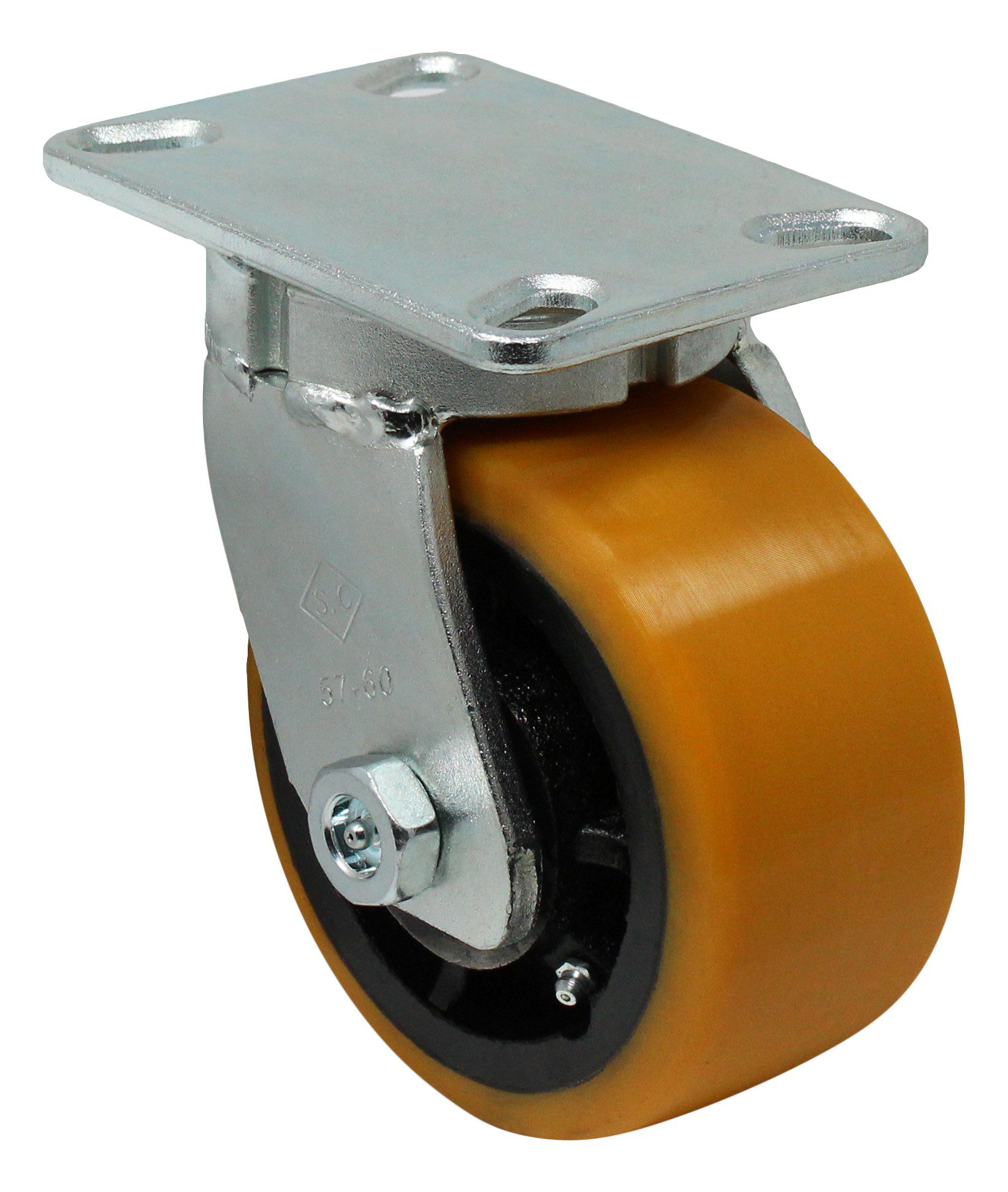 6" x 3" Orange Premium Polyurethane on Iron Wheel - Model 30 Swivel Heavy Duty Caster