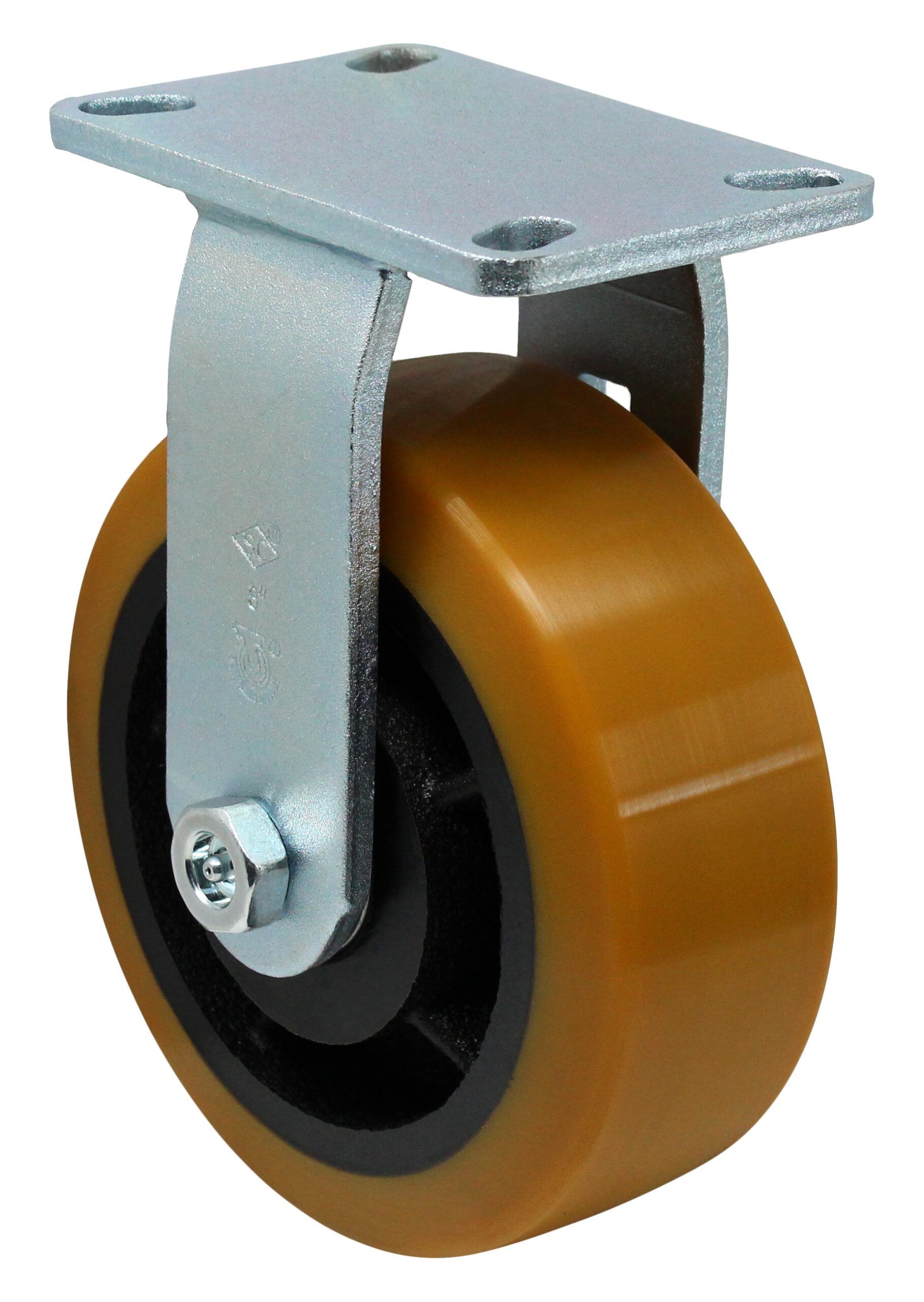 8" x 3" Orange Premium Polyurethane on Iron Tapered Bearings - Model 30 Rigid Caster