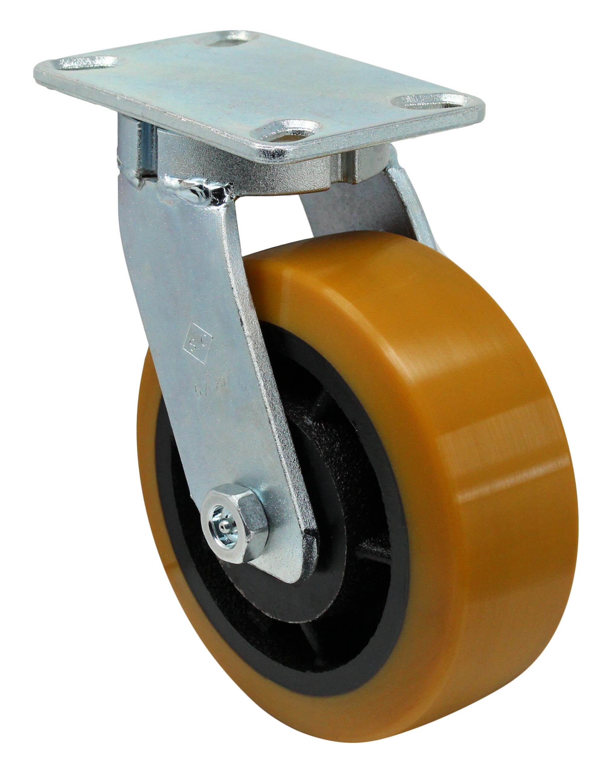 8" x 3" Orange Premium Polyurethane on Iron Wheel - Tapered Bearings - Model 30 Swivel Caster