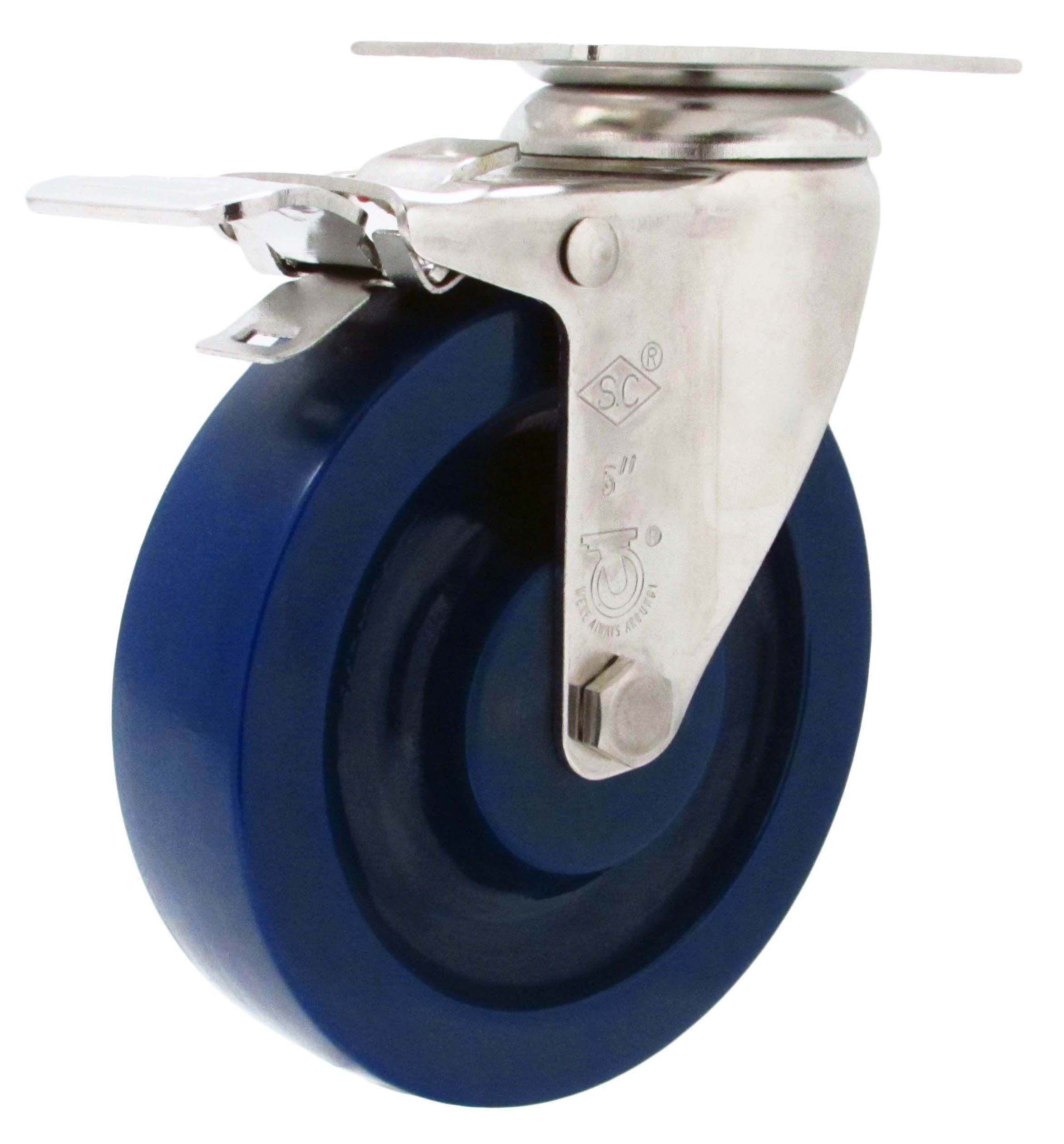 4" Heavy Duty All Polyurethane - Stainless Steel Swivel Caster Total Lock Brake 3A