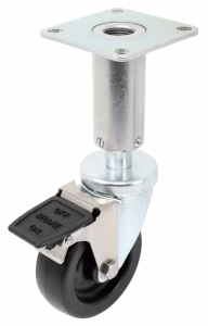 Adjustable Leg Caster – 5″ Black Polyolefin Wheel – Plate Swivel Kitchen Caster SF2