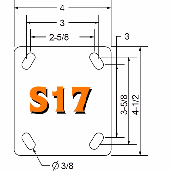 S17 | S17 - Top Plate Size: 4″ x 4-1/2″ | Bolt Hole Spacing: 2-5/8” x 3-5/8” to 3” x 3” +$10.00
