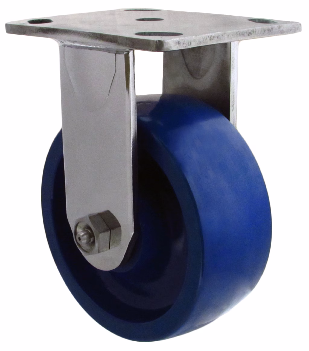 4" x 2" Solid All Polyurethane – 316 Stainless Steel Rigid Caster 9