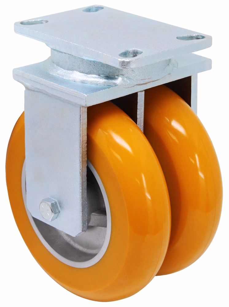 8" x 2" Dual Wheel Heavy Duty Rigid Caster - Self-Energizing Ergonomic Polyurethane - Model 2-30