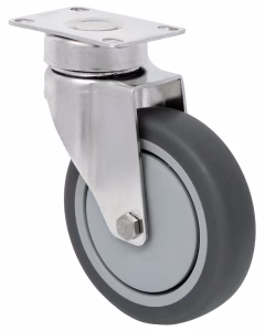 4″ x 1.25″ Gray Soft Rubber Wheel – Stainless Steel Medical Caster 3MD
