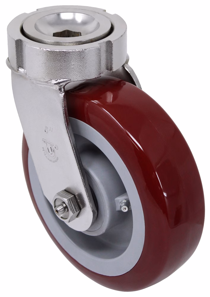 6" x 2" Maroon Polyurethane on Polyolefin - Stem Caster G15