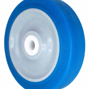 4" x 1-1/4" High Capacity Soft Blue Rubber Wheel - Delrin Bearings