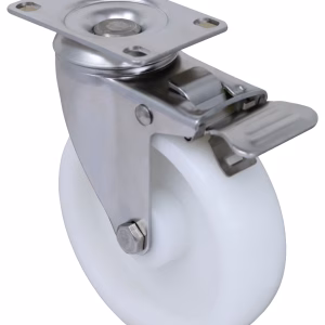 3" x 1.25" High Temp Moist Heat Polymer Retort Wheel - Stainless Steel Swivel Caster Total Lock Brake 3A