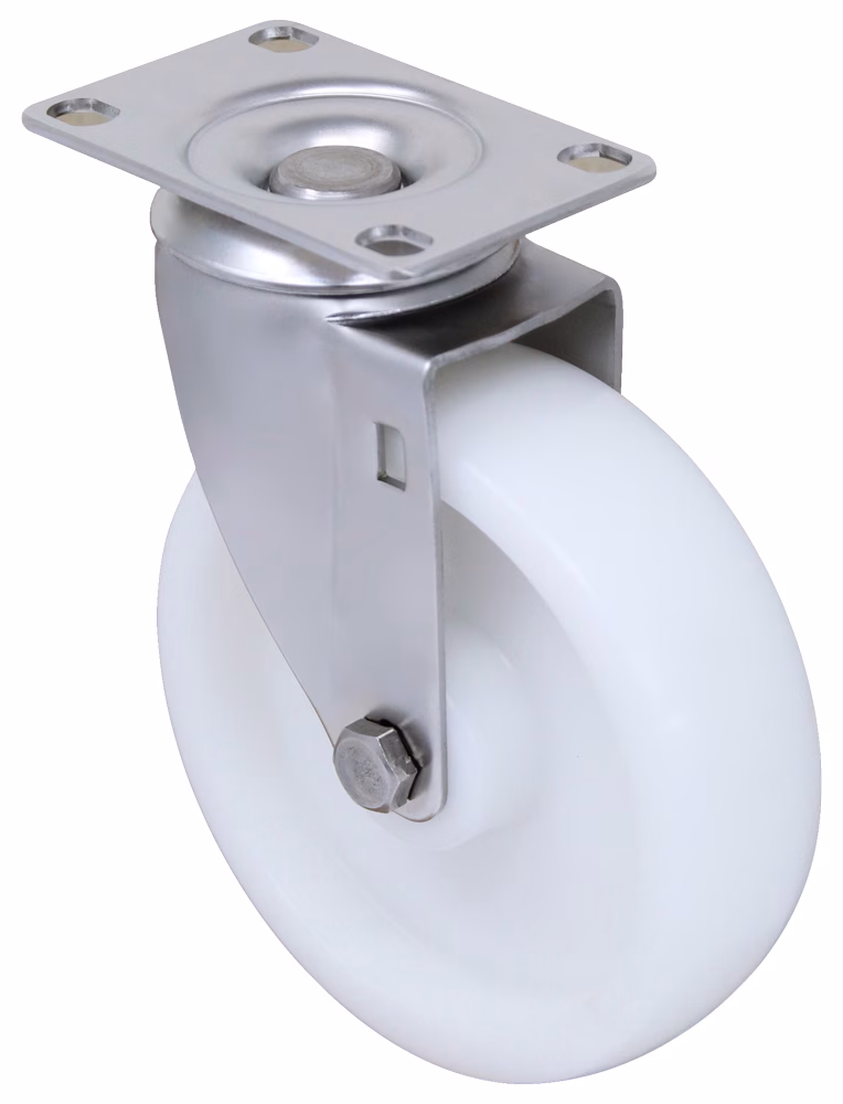 3" x 1.25" High Temp Moist Heat Polymer Retort Wheel - Stainless Steel PLAIN Swivel Caster (NO BRAKE - MATCHING SWIVEL)