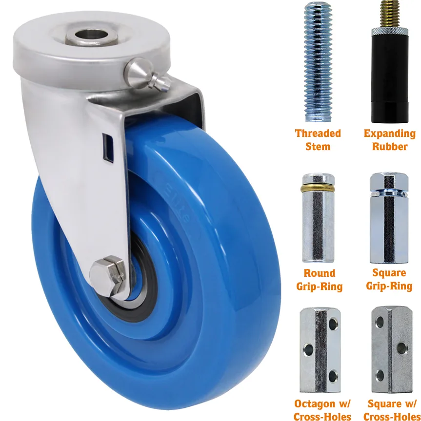 3" High Capacity Polyurethane Wheel - Stainless Steel Stem 3