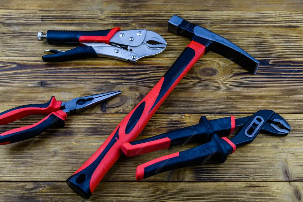 Red and black hand tools
