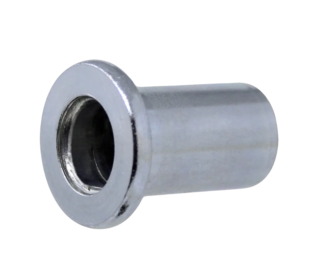 Close-up of a metal bushing with a smooth cylindrical design, ideal for mechanical applications and precision fittings.